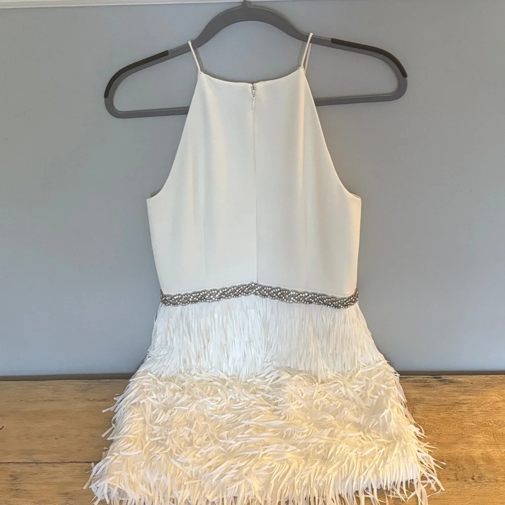 BHLDN Aidan Mattox Ivory Halter Cocktail Dress - Picture 4 of 6